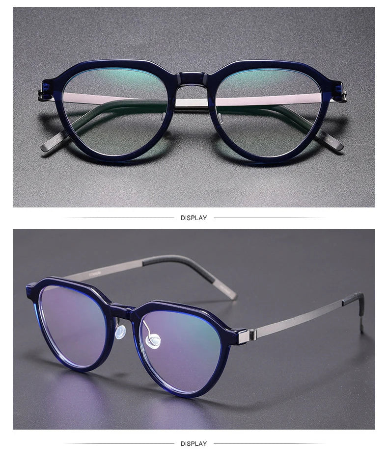 Vintage Polygon Titanium Acetate Screwless Eyeglasses Frame