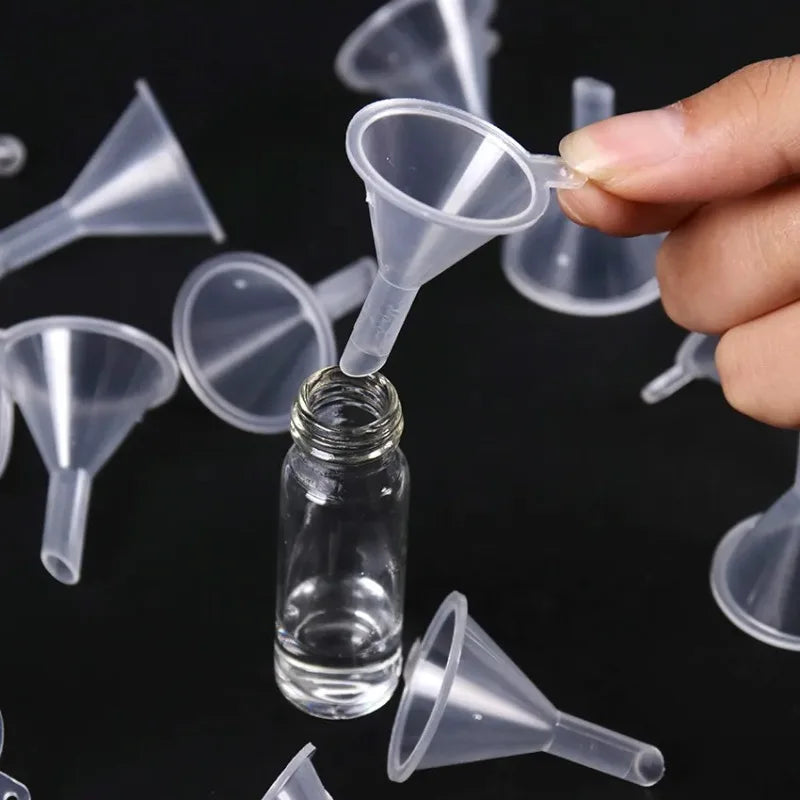 30/1pcs Mini Funnel Transparent Plastic Small Mouth Liquid Oil Funnels Laboratory Experimental Dispensing Filling Tools Supplies