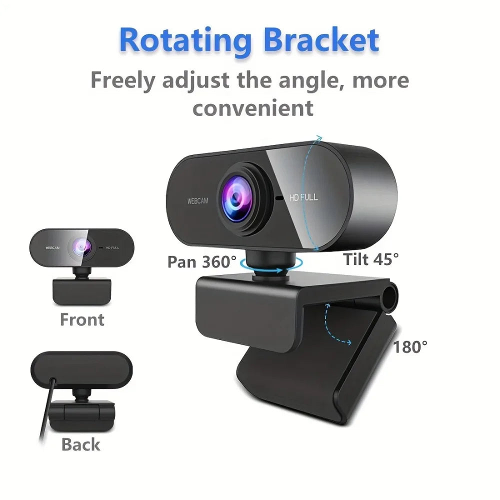 Webcam 1080P Web Cam for Pc Drive-free USB Rotatable Camera with Microphone for Desktop Computer for Video Calling Conference