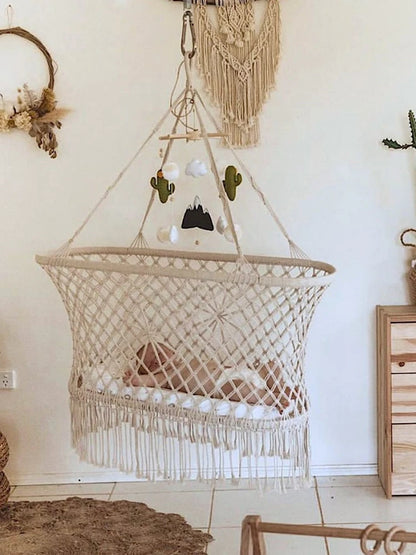 Nordic Style Newborn Indoor and Outdoor Cotton Rope Hammock Hanging Chair Swing Baby Cradle Baby Bed Rocking Chair