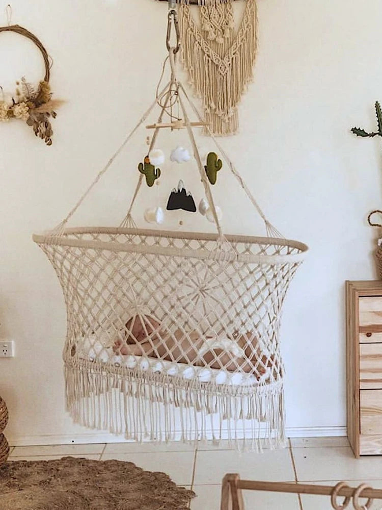 Nordic Style  Indoor and Outdoor Cotton Rope Hammock Hanging Chair Swing  Cradle  Bed Rocking Chair