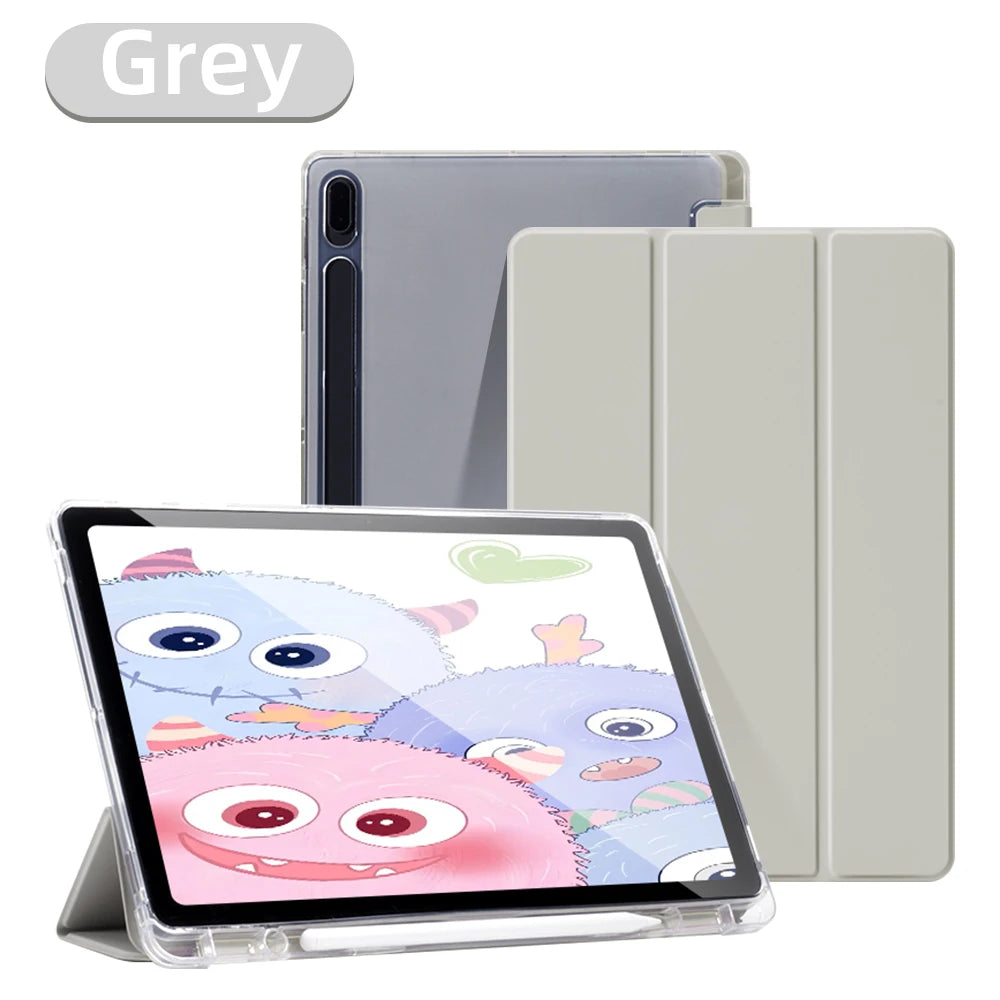 For Samsung Galaxy Tab S9 FE 11 Plus S9 S8 S7 Plus FE 12.4 in Case Transparent Back Tablet Cover For Tab S7 S8 11