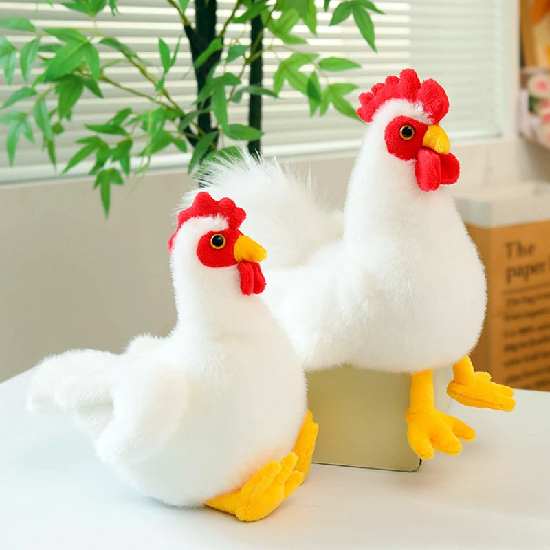 White Rooster Chicken Plush Stuffed Animal Soft Bird Decor