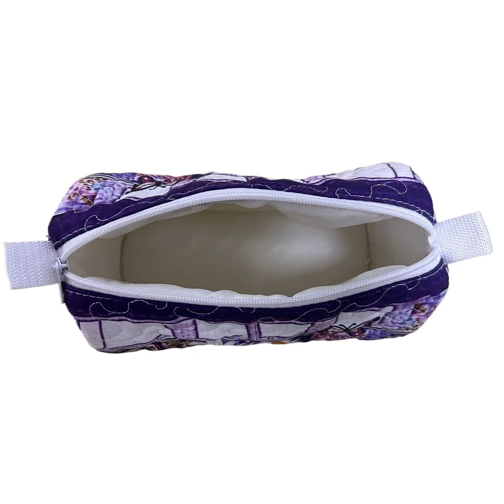 3-Size Quilted Cosmetic Bag 3D Printed Cute Animal Floral Printed Patchwork Makeup Toiletry Pouch Travel Organizer Storage Box