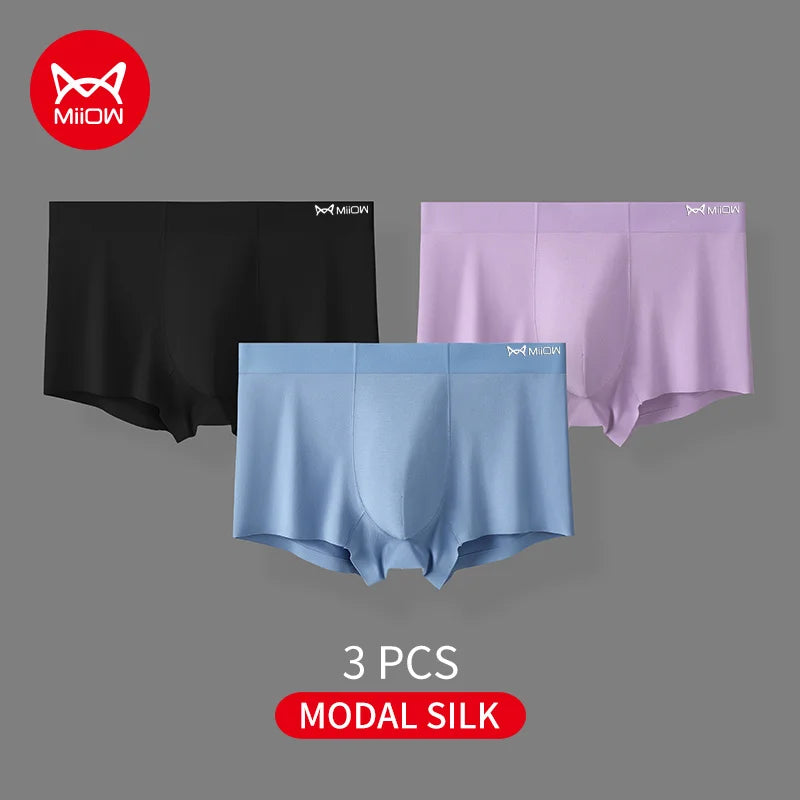 3-Pack Men’s Modal Boxer Shorts – 80 Count, Seamless Silk Crotch