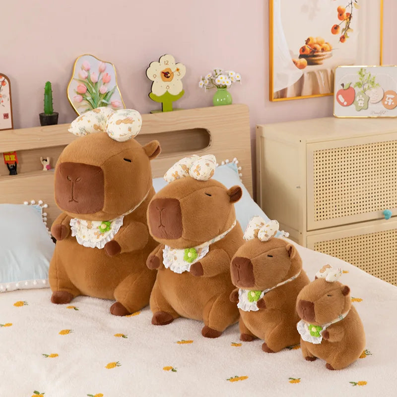 55cm Kawaii Capybara Plush Toy Cartoon with Bow Apron Stuffed Doll Large Cute Baby Gift Kids Birthday Xmas High Quality