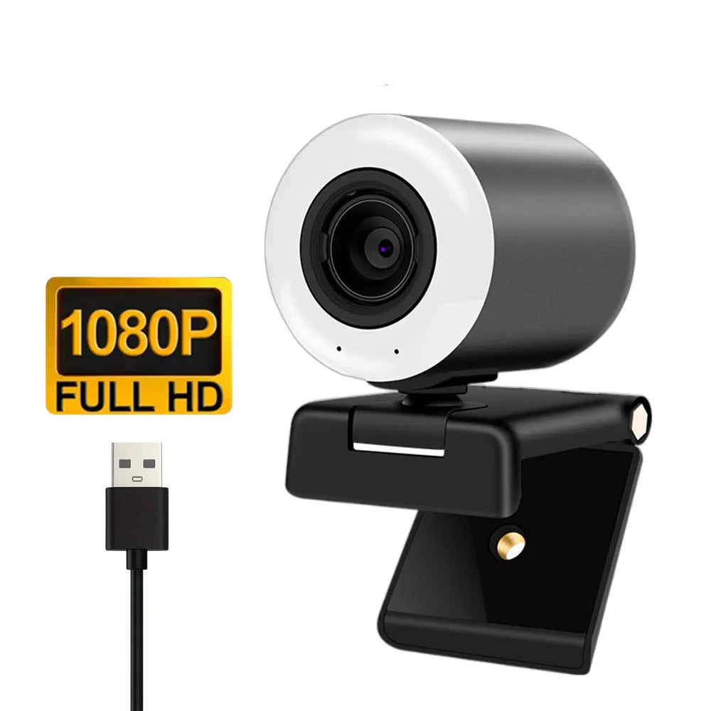 2K Streaming Webcam with Ring Light Autofocus Living Stream Camera 1080P USB Camera with Mics for Tiktok/YouTube Live Broadcast