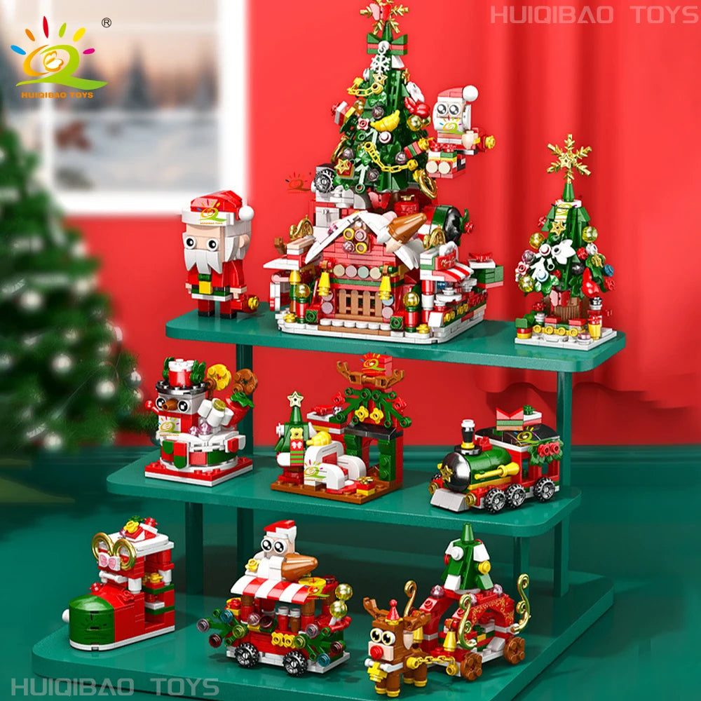 Christmas 8IN1 Santa Claus Tree Model Building Block DIY Elk Snowman Bricks Ornament Toys for  Adult Gift