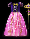 Rapunzel Princess Dress Costume LED Light Up Roleplay Disguise Fancy Kids Halloween Birthday Costume