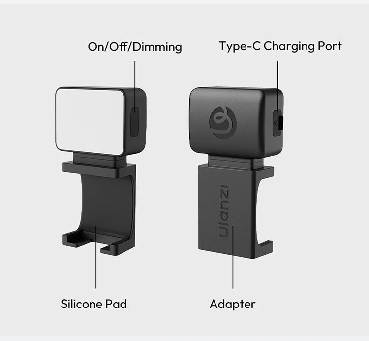 Magnetic Mini LED Video Light for DJI Osmo Pocket 3 – Waterproof Vlogging & Live Streaming Light, 500mAh Rechargeable