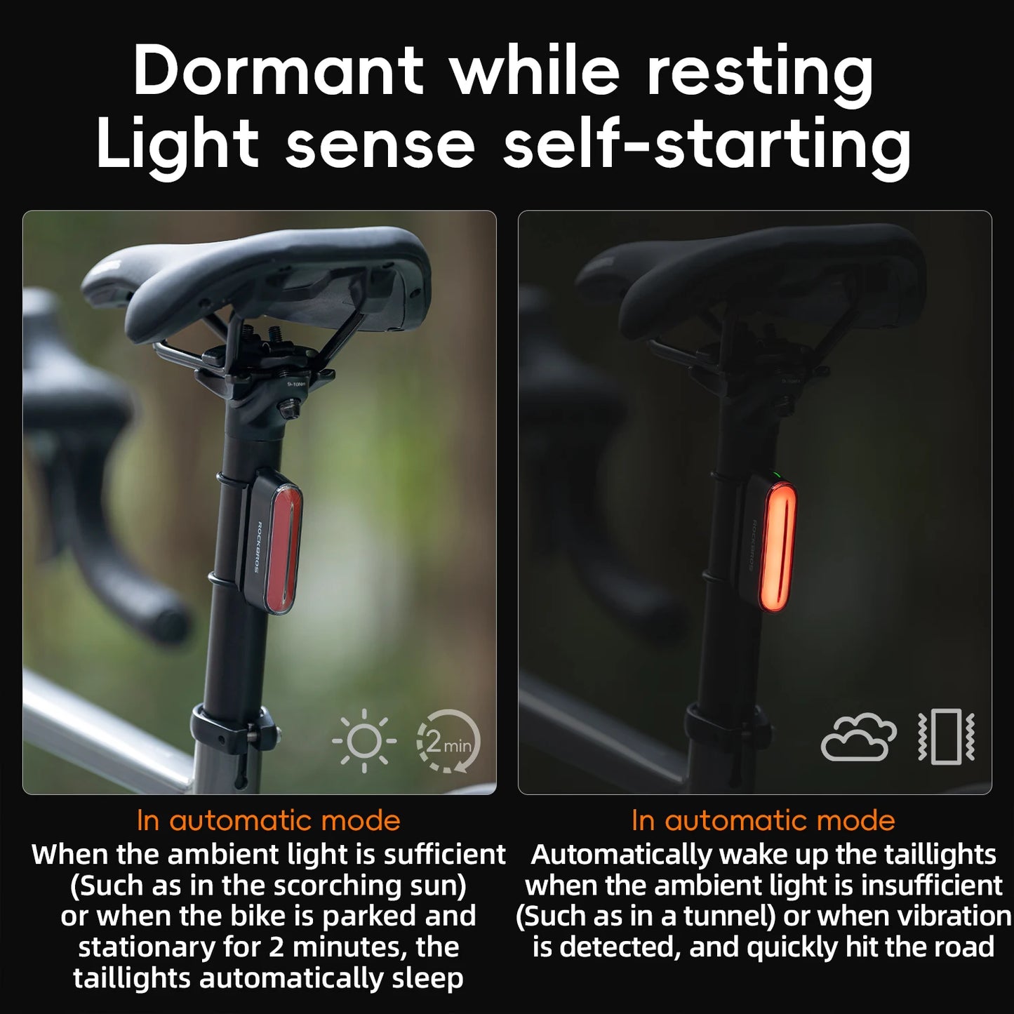 Bicycle Taillight  Install 400mAH Type-C IPX6 Waterproof  Smart Brake Sensing Rear Light MTB Road Cycling Light
