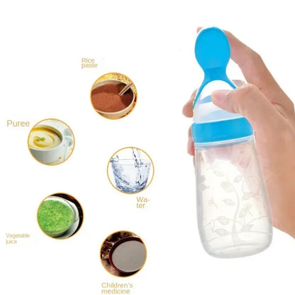 Squeezing Baby Feeding Bottle Silicone Newborn Baby Training Rice Spoon Infant Cereal Food Supplement Feeder Toddler Milk Bottle