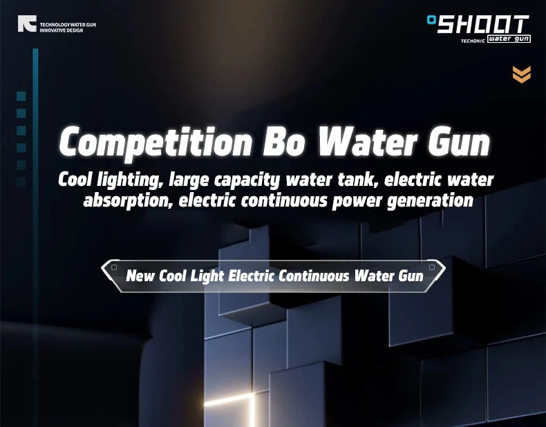 LED Fully Automatic Fire Effect Electric Water Gun Rechargeable Long Range Water Blaster