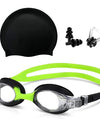 Kids Swim Goggles and Silicone Swim Cap set with Nose Clip Earplugs, Waterproof