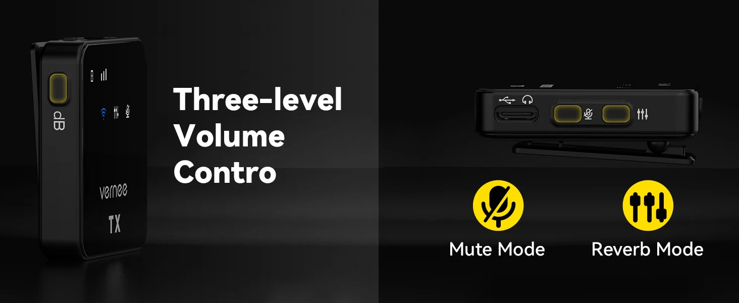 V3 Wireless Microphone Lavalier 180m Range Noise Cancellation Mini Mic for iPhone Camera 20H Battery for Photography Vlog