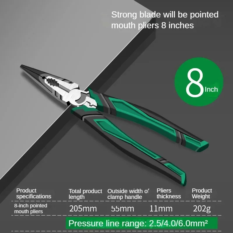 6/8Inch Electrician Wire Pliers Diagonal Pliers Nose Pliers Industrial Labor-saving Steel Plier Electricist Professional Tools