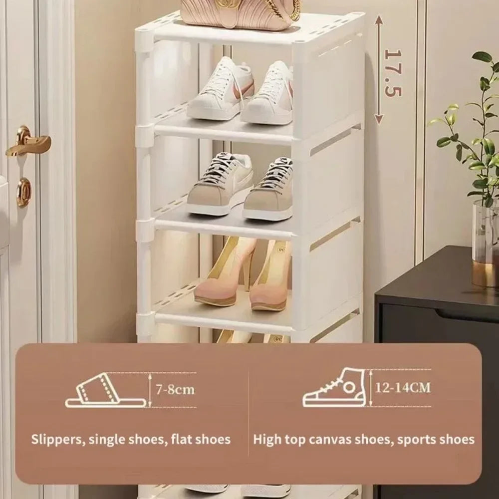 5/6/7/8-Tier Adjustable Shoes Storage Rack Stackable Shoe Cabinet Wall Corner Multiple Layers Modern Freestanding Shoe Organizer