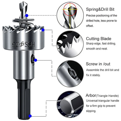 5PCS Carbide Tip HSS Drill Bit Hole Saw Set for Stainless Steel Cutting Metal Alloy 16/18.5/20/25/30mm Woodworking Tools