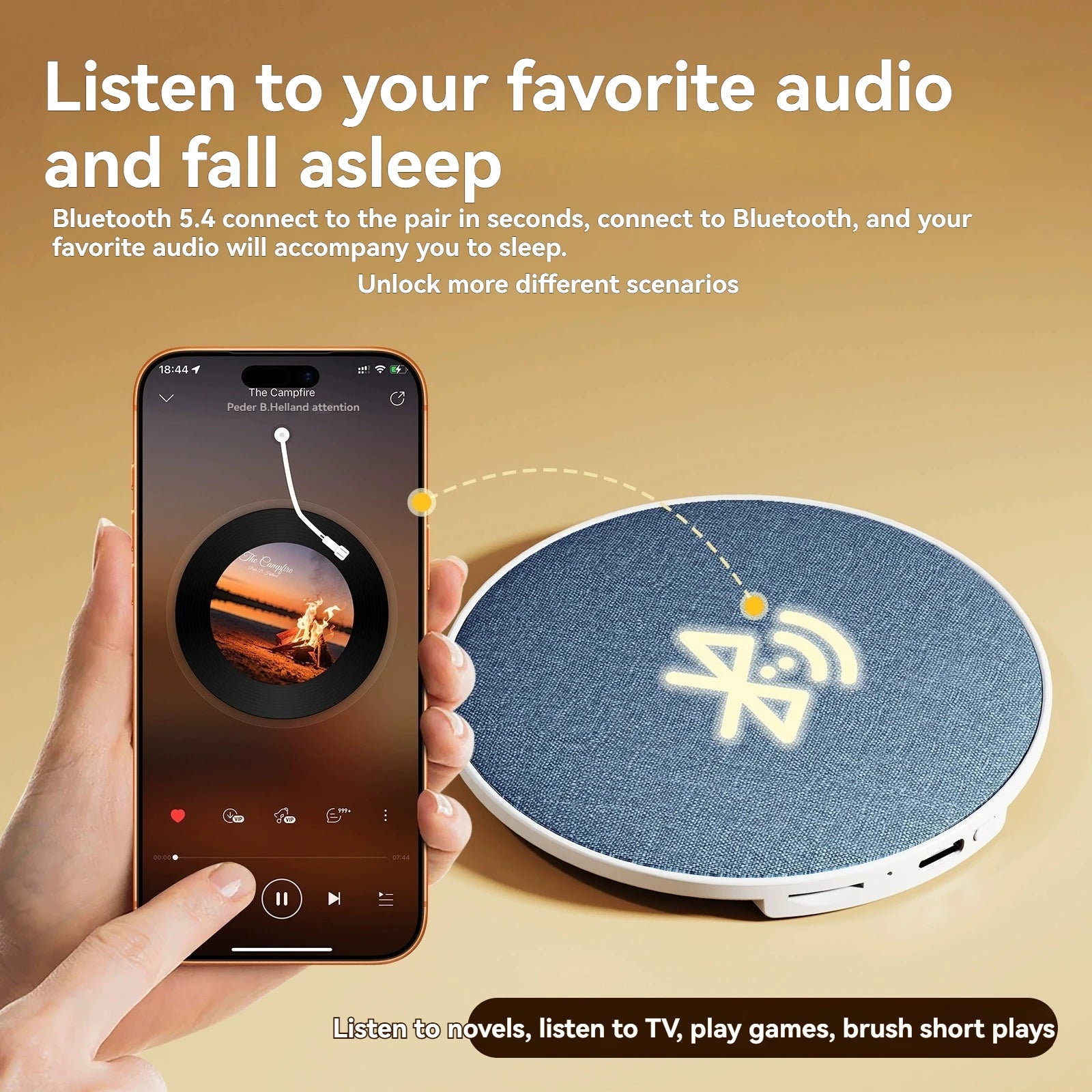 Underpillow music disc ultra-thin listening device sleep white noise pillow side mini Bluetooth speaker supports TF playback