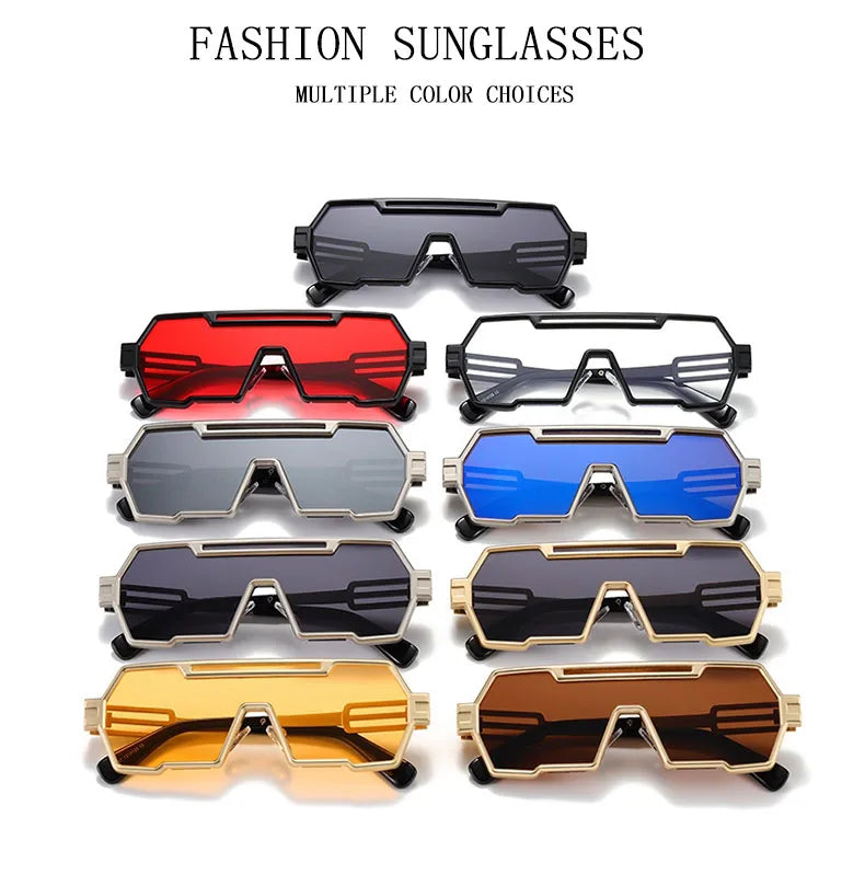 Square Steampunk Metal Sunglasses With UV400 Protection