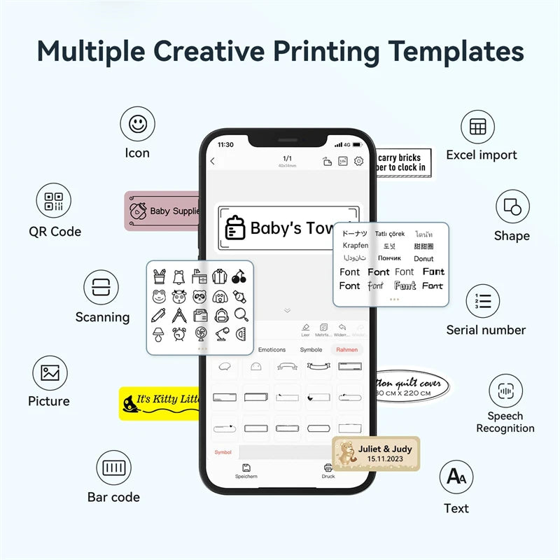 D110 Mini Thermal Label Printer, Bluetooth Portable Pocket Sticker Maker 12–15mm Inkless Label Printer for Home Organization