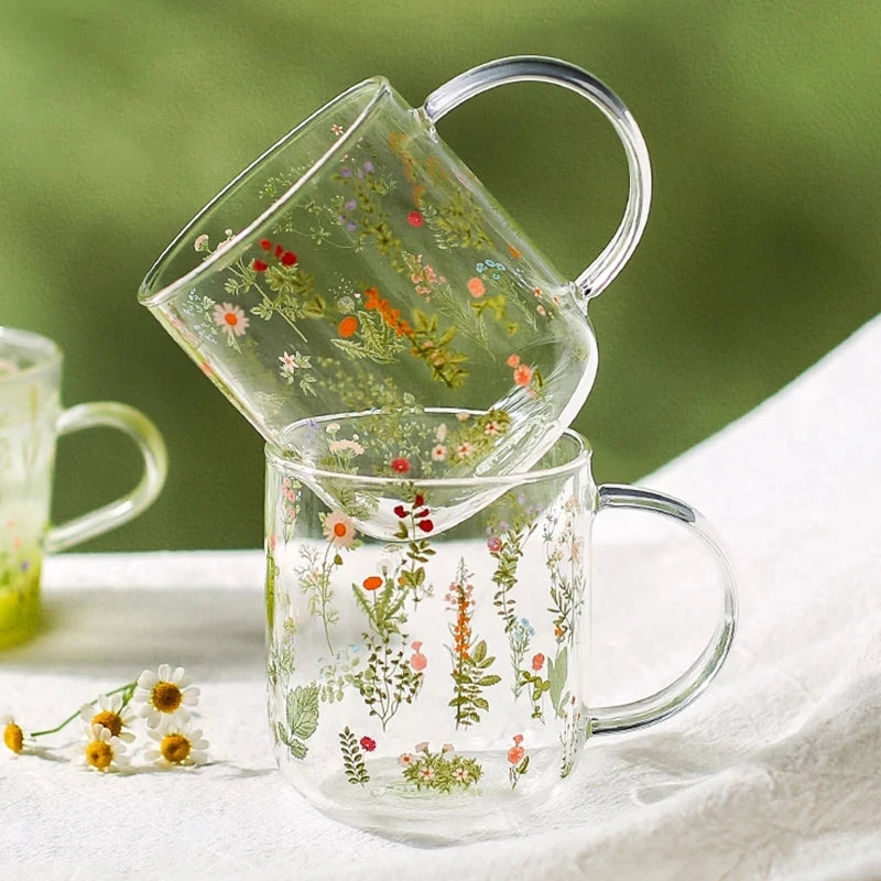 500ml Creative Glass Scale Handgrip Mug Breakfast Milk Coffee Couple Mug Home Tumbler Water Drinkware Fruit Juice Cups