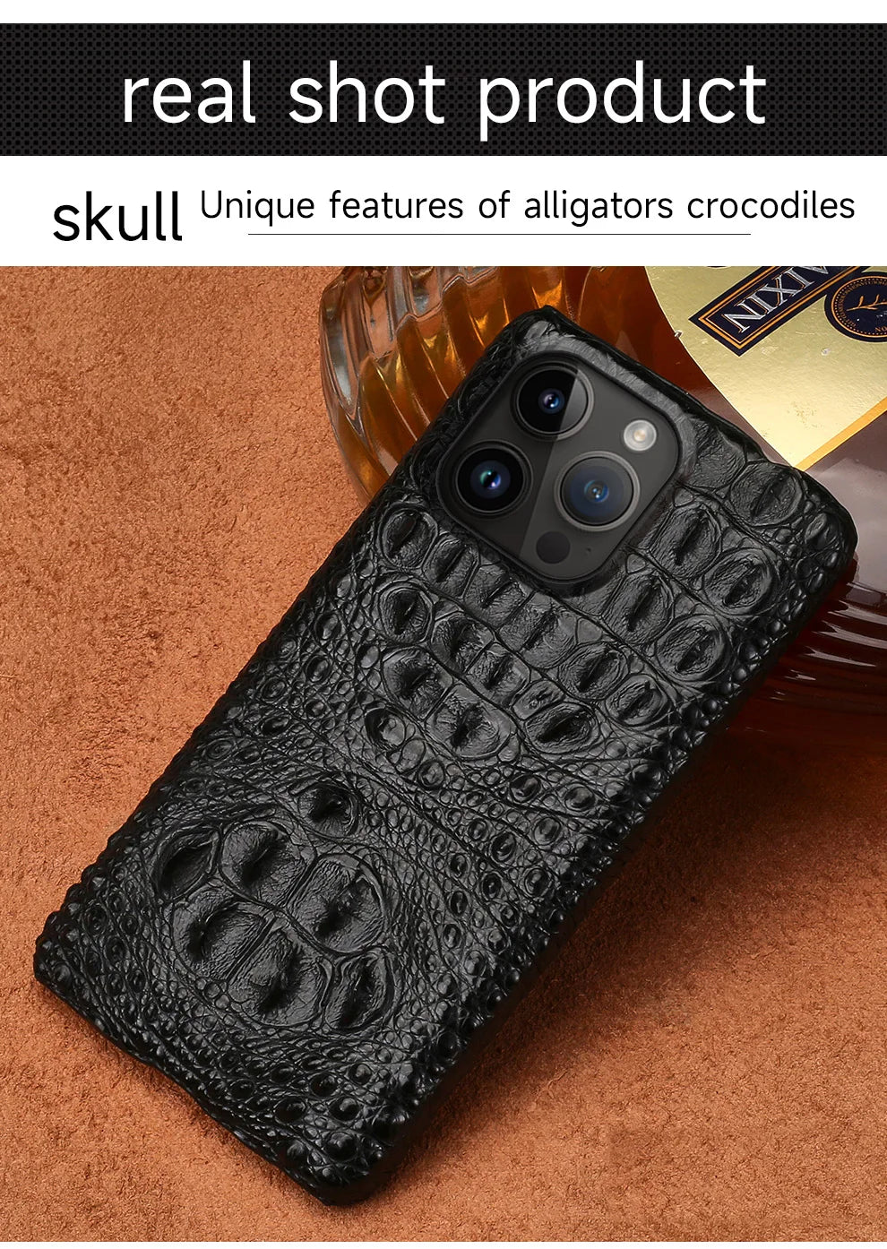 100% Genuine Crocodile Leather Phone Case For iPhone 16 15 14 Pro Max 15Pro 16 Plus Luxury Shockproof Back Cover