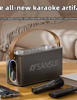 SANSUI T93 60W powerful stereo party speaker outdoor portable karaoke sound system wireless Bluetooth with microphone TF/AUX/USB