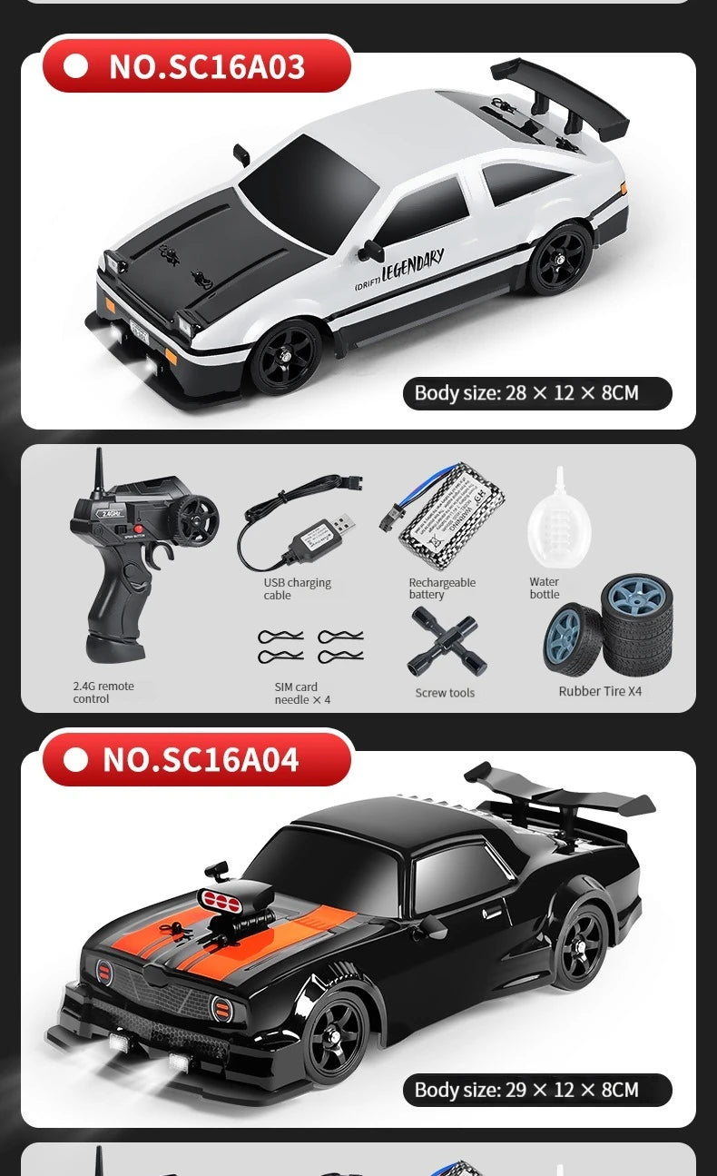 1/16 2.4G Racing Rc Cars Drift Car Mustang GTR Electric 4WD High Speed Remote Control Drift Toys for Children Gifts