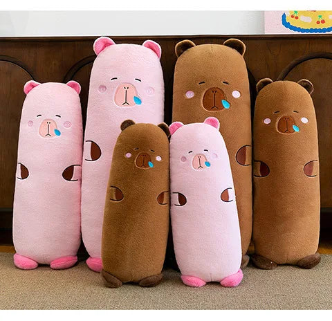 Kawaii Capybara Plush Toy Stuffed Animal Pillow Cuddly Long Body Doll for Kids Birthday Xmas Gift Soft Filled Plushie for Girls