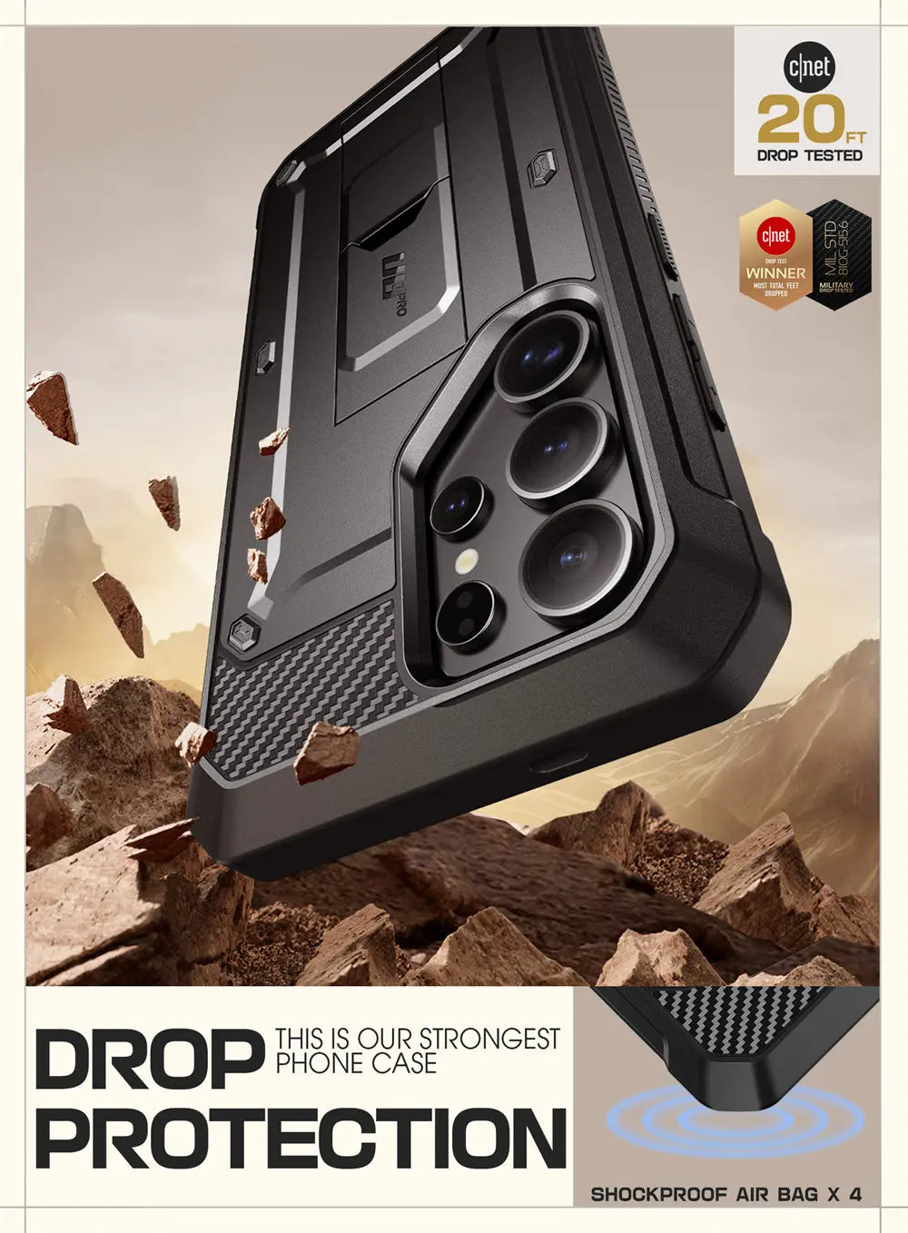 For Samsung Galaxy S25 Ultra Case UB Pro Full-Body Dual Layer Rugged Belt-Clip Phone Case with Built-in Screen Protector