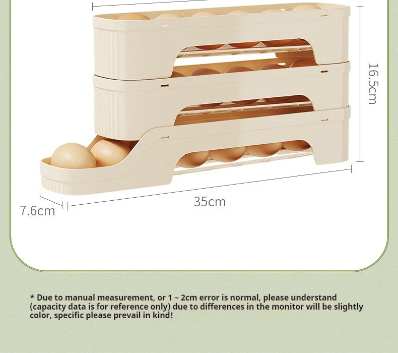 Multi-Layer Egg Storage Box – Automatic Rolling Slide Refrigerator Door Egg Holder Dispenser