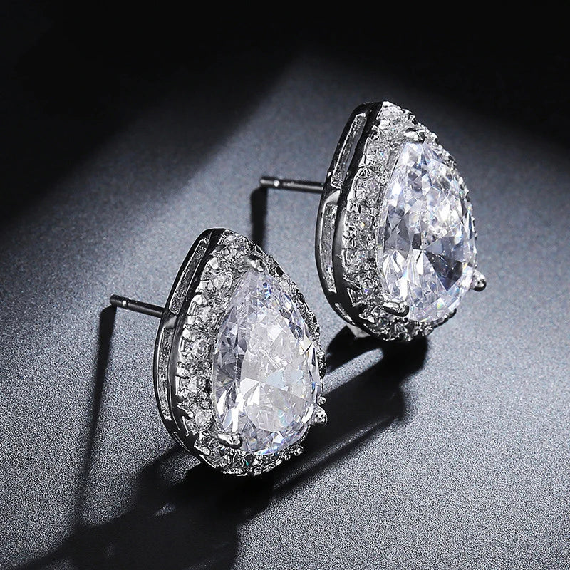 Classic Water Drop Cubic Zircon Stud Earrings