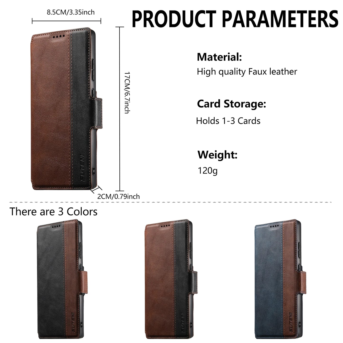 Magnetic Flip Wallet Case with Card Holder & Stand for Samsung Galaxy S26 Ultra / S25 / S24 / S23 – Faux Leather Wireless Charging Cover