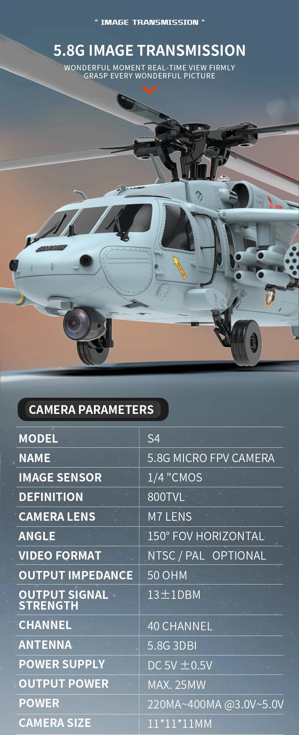 Remote Control Naval Military Helicopter With GPS Positioning
