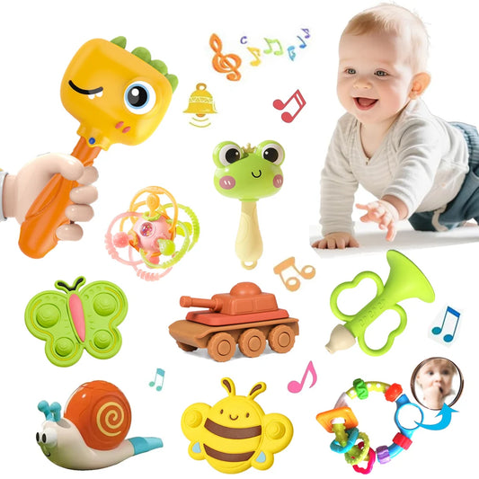 Development Toys 0 6 12 Months Sensory  Teether Rattle Educational  Toys Soft Teething Toys Games For Babies 1 Year