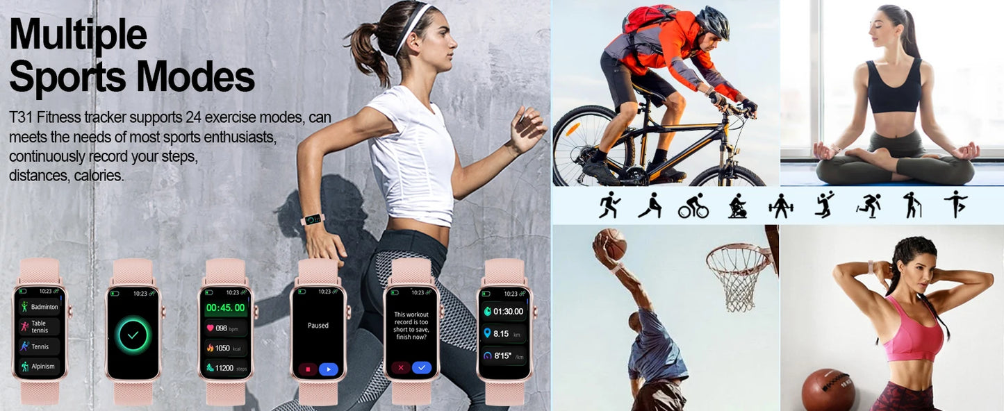 Multifunction Smart Watch Men Women Smartwatches Fitness Bracelet Sleep Monitor Waterproof T31 Smartwatch