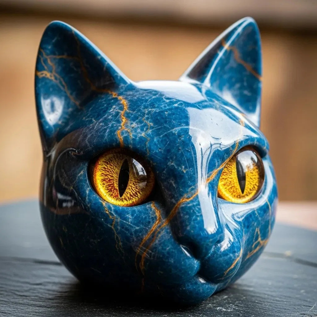 Room Embellishment Finish Home Decor Amber Eyes Black Cat Figurine Resin Ornament Halloween Office Bookshelf Decor