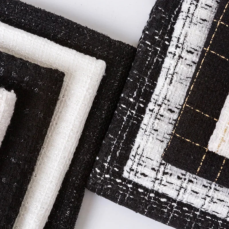 0.5M/1M/2M/3M High Quality fiber plaid woven tweed fabric for garment DIY coat clothing sewing quilting Cloth by the meter