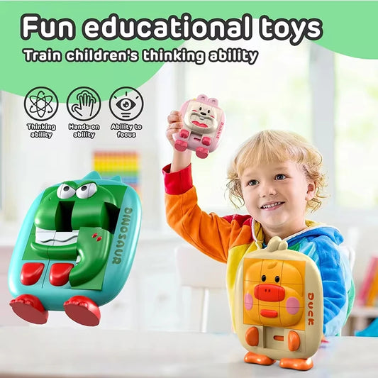 3D Cartoon Animal Huarong Road Slide Puzzle Games Board Game Thinking Training Nine Grids Educational Puzzles Toys
