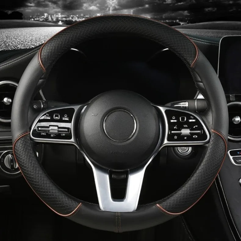 Universal Leather Diamond Steering Wheel Cover 37CM 38CM