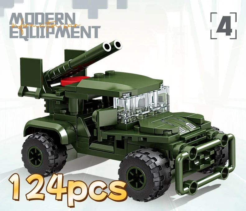 8IN1 Military WW2 War T90 Battle Tank  Building Blocks Army Weapon Bricks Educational Toys For s s Games