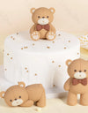 1 Set Brown Bear Cake Toppers  2-4cm White Balls Boho Teddy Bear Cake Topper for Birthday  Shower Cupcake Cake Decoration