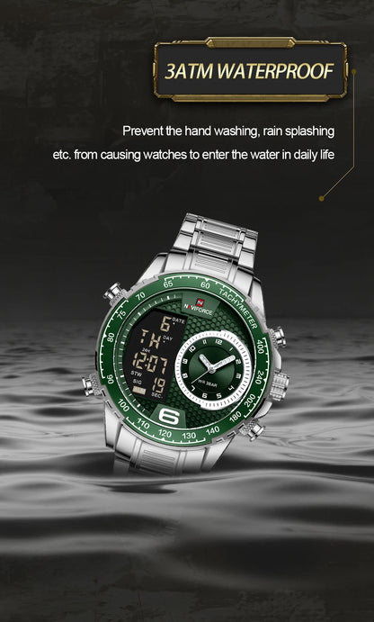 LCD Display Wristwatches Luxury Luminous Waterproof Steel Japanese Movement Watch for Men