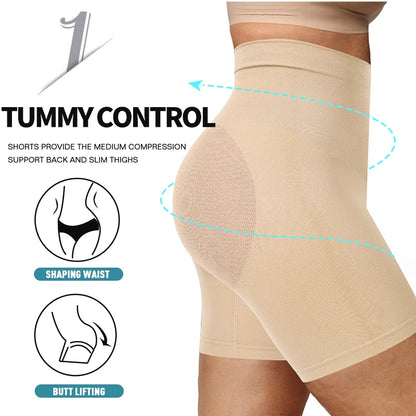 Seamless Body Shaper Shorts Shapewear Women High Waist Tummy Control Thigh Slimming Sculpting Butt Lifter Mesh Buttock Enhancer