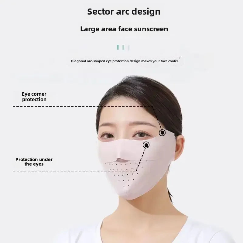 Breathable Sun Protection Face Mask For Men Women High Aesthetic Value Ice Silk Full Face Summer Sunshade Uv Protection