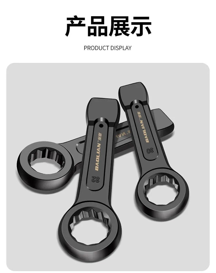 Heavy-duty  Box End Wrench, Single-head Opening Straight Handle Box End Wrench, for Auto Repair 24/30/32/36/41/46/50 Wrench Tool