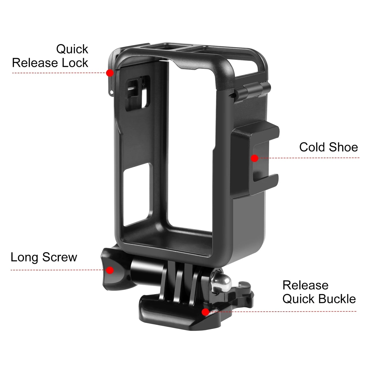 for DJI Osmo Action 4 / 3 Vertical Plastic Protective Frame Cage with Cold Shoes