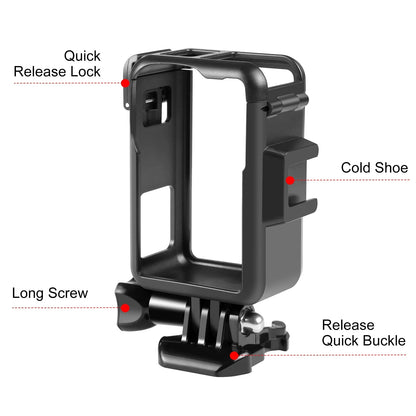 for DJI Osmo Action 4 / 3 Vertical Plastic Protective Frame Cage with Cold Shoes