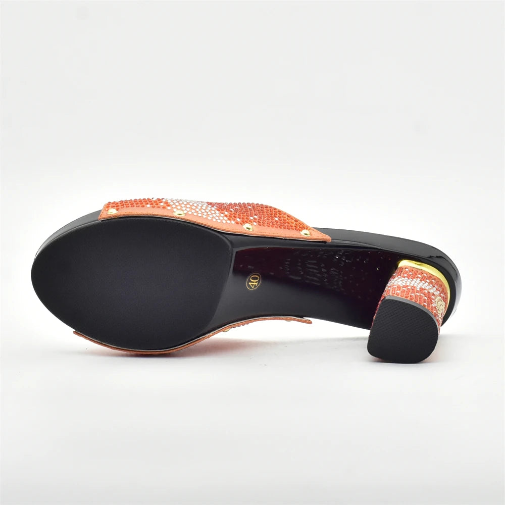 African Shoes and Bag Set for Party In Women Orange Color Italian Matching Shoes and Bag Set African Wedding Shoes and Bags